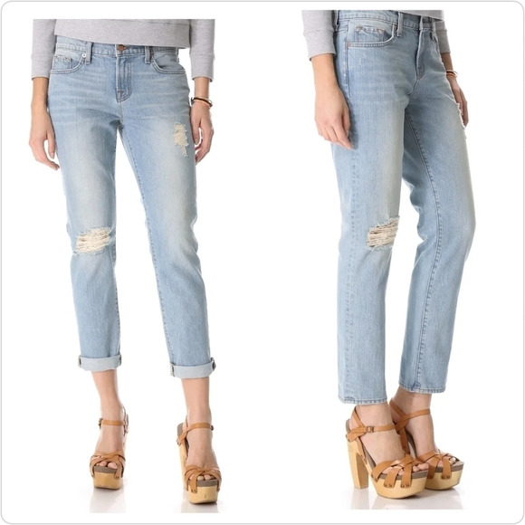 J Brand Aidan Slouchy Boyfriend Jeans, Distressed, Light Wash, size 32, EUC! - Picture 1 of 11